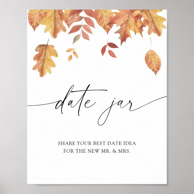 Falling leaves - date night ideas. Date jar bridal Poster (Front)