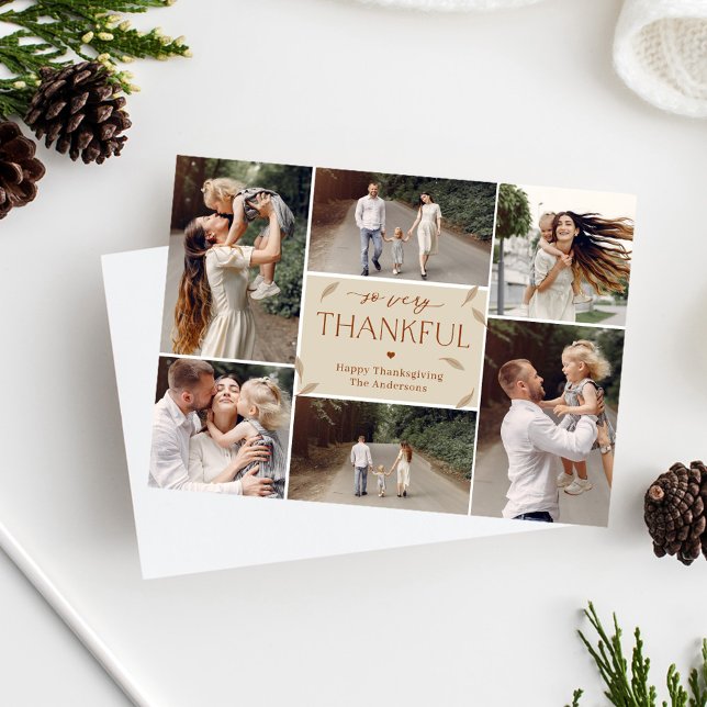 Falling Leaves Editable Colour Thanksgiving Collag Holiday Card (Creator Uploaded)