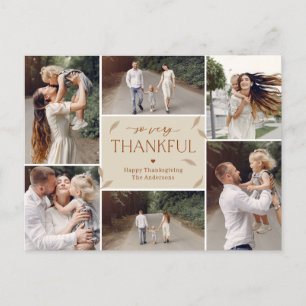 Falling Leaves Editable Colour Thanksgiving Collag Holiday Postcard
