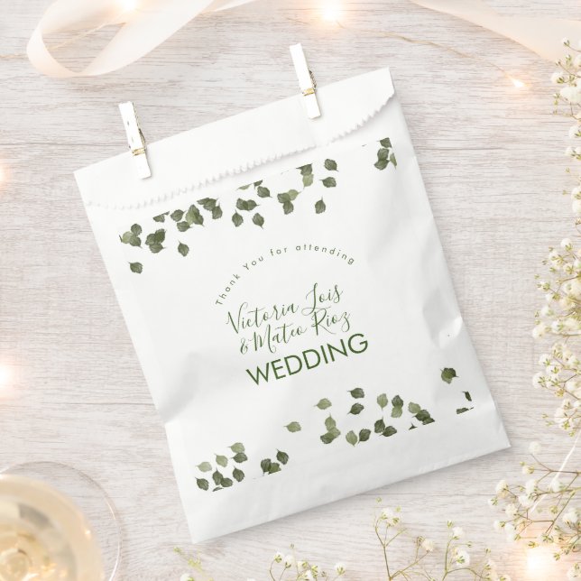 Falling Leaves Fall Autumn Greenery Thank You   Favour Bags (Clipped)