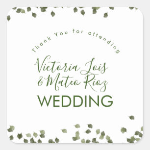 Falling Leaves Fall Autumn Greenery Thank You  Square Sticker