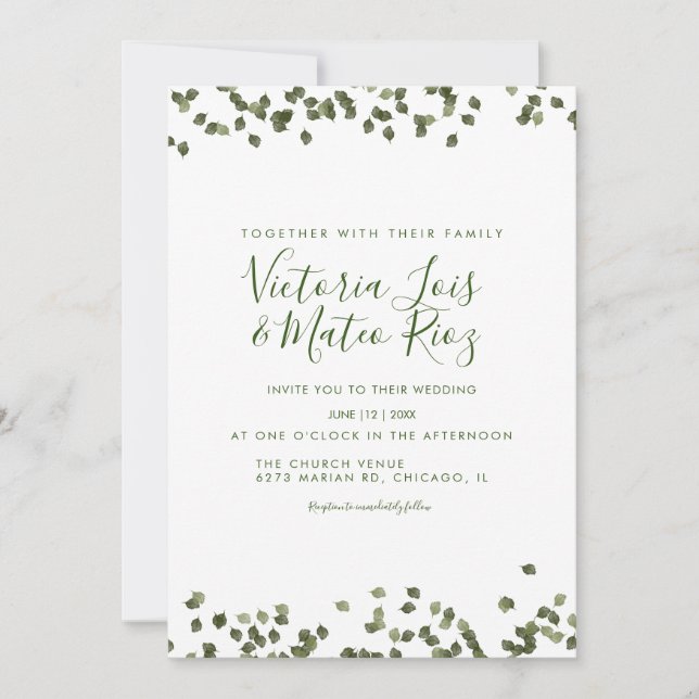 Falling Leaves Fall Autumn Watercolor Wedding Invitation (Front)