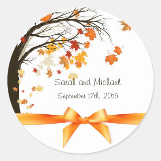 Falling Leaves Fall Autumn Wedding Envelope Seals