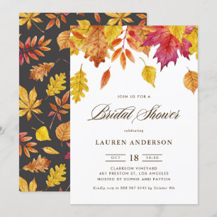 Falling Leaves Garland Autumn Bridal Shower Invitation