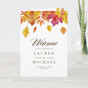 Falling Leaves Garland Autumn Wedding Booklet Programme