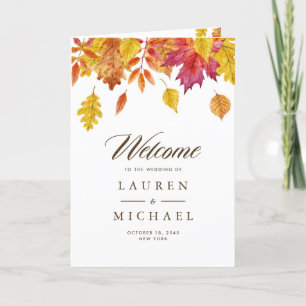 Falling Leaves Garland Autumn Wedding Booklet Programme