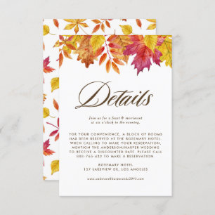 Falling Leaves Garland Autumn Wedding Details Enclosure Card