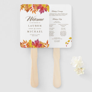 Falling Leaves Garland Autumn Wedding Program Hand Fan