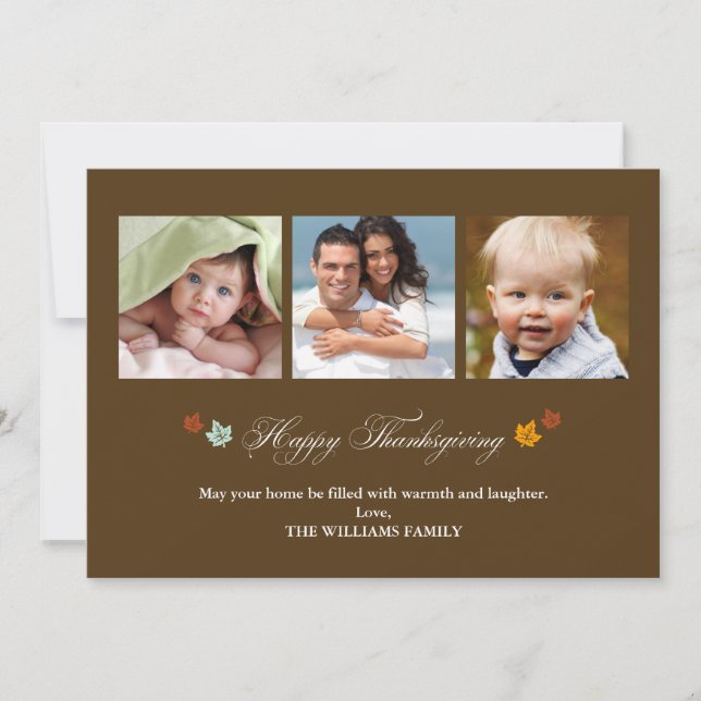 Falling Leaves Happy Thanksgiving Cards (Front)