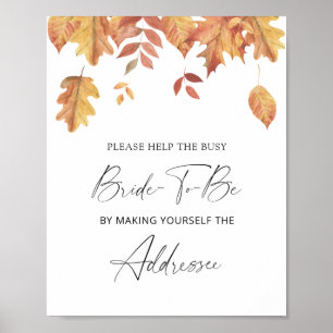 Falling leaves - help the busy bride Address  Poster
