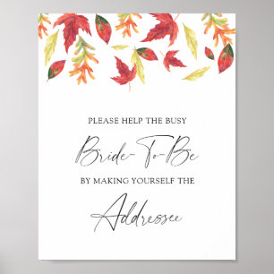 Falling leaves - help the busy bride Address  Poster