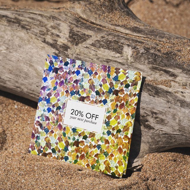 Falling leaves illustrated watercolor colourful  discount card (Creator Uploaded)