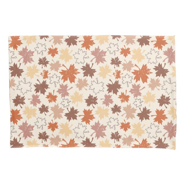 Falling leaves in natural earth autumn design pillowcase (Front)