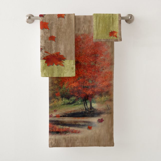 Falling Leaves Landscape Bath Towel Set (Insitu)