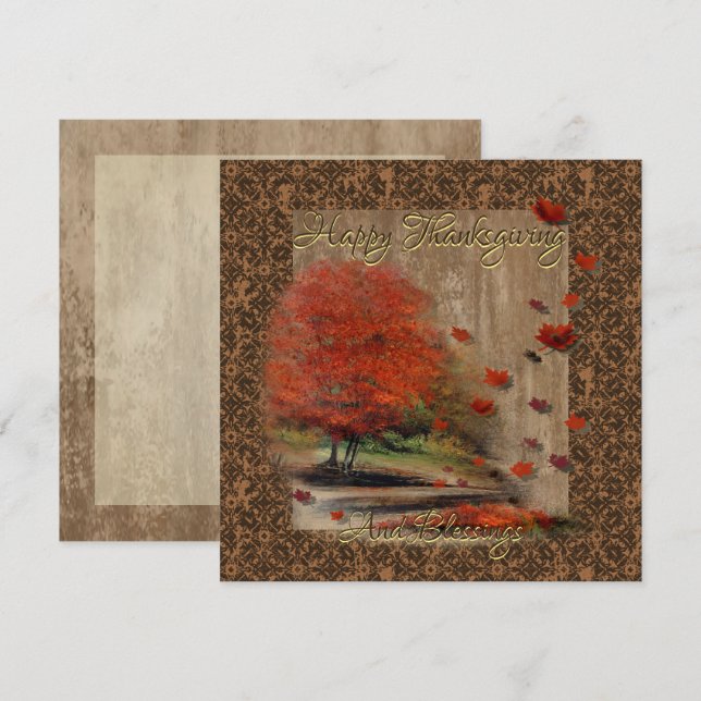 Falling Leaves Landscape Flat Card (Front/Back)