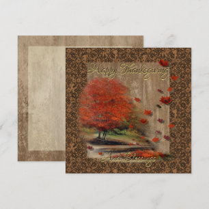 Falling Leaves Landscape Flat Card