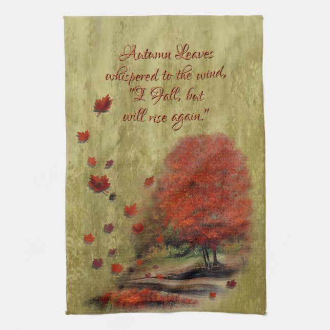 Falling Leaves Landscape Kitchen Towel (Vertical)