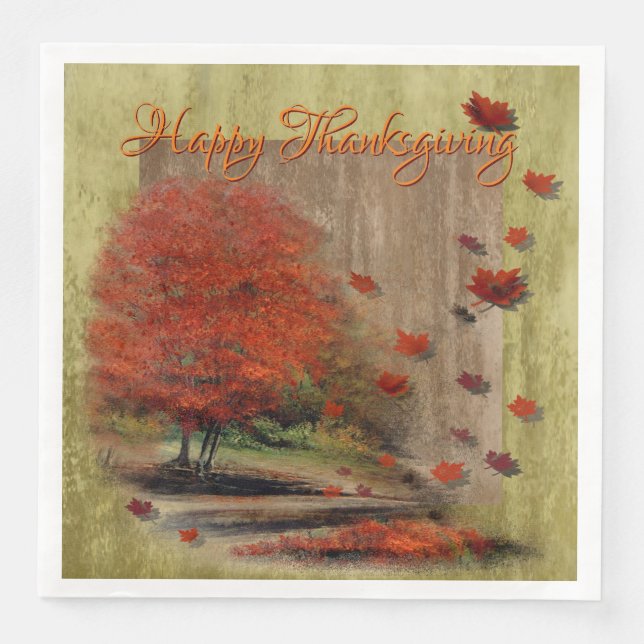 Falling Leaves Landscape Napkin (Front)