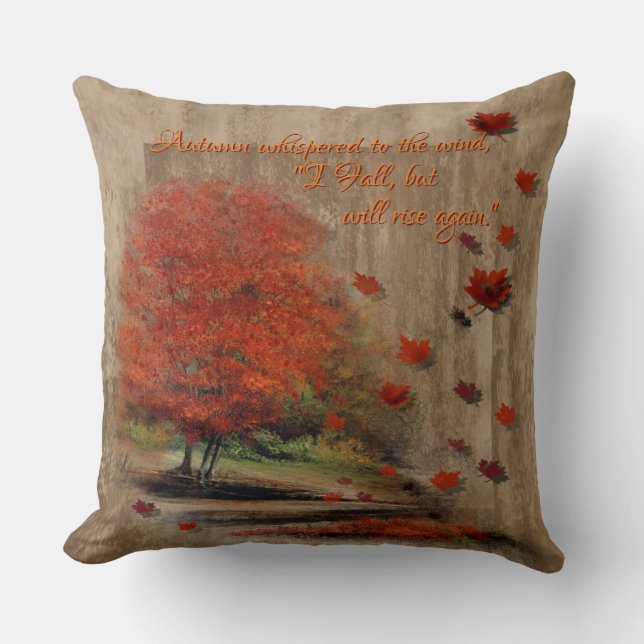Falling Leaves Landscape Throw Pillow (Front)