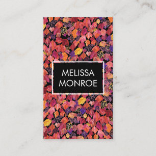 Falling leaves leaves illustrated watercolor  business card