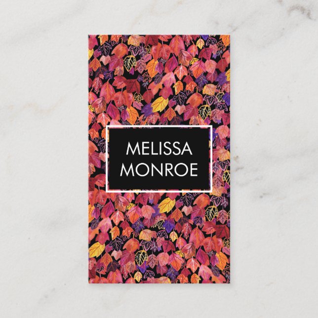 Falling leaves leaves illustrated watercolor  business card (Front)