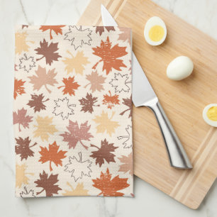 Falling leaves, natural earth autumn thanksgivings tea towel