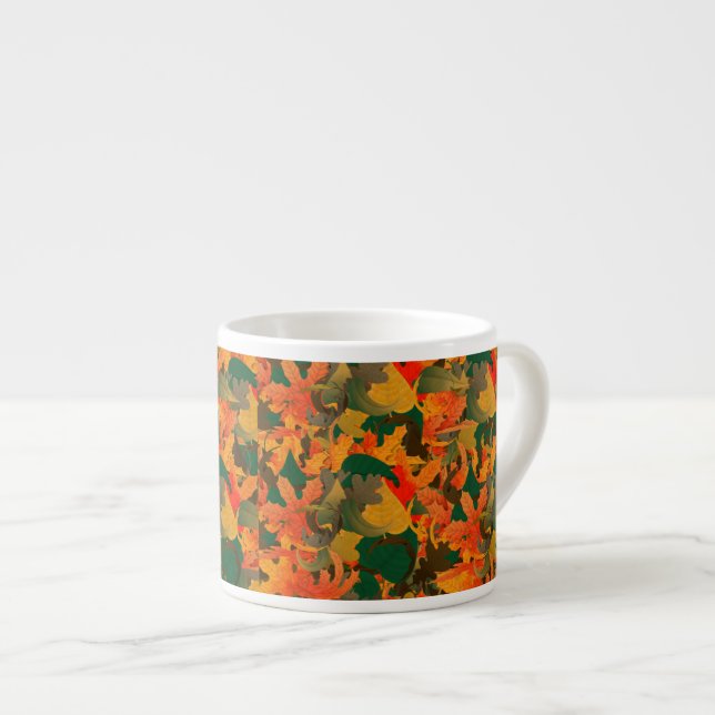 Falling Leaves Pattern for Autumn Espresso Cup (Front Right)