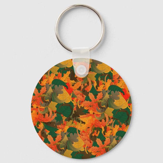 Falling Leaves Pattern for Autumn Key Ring (Front)