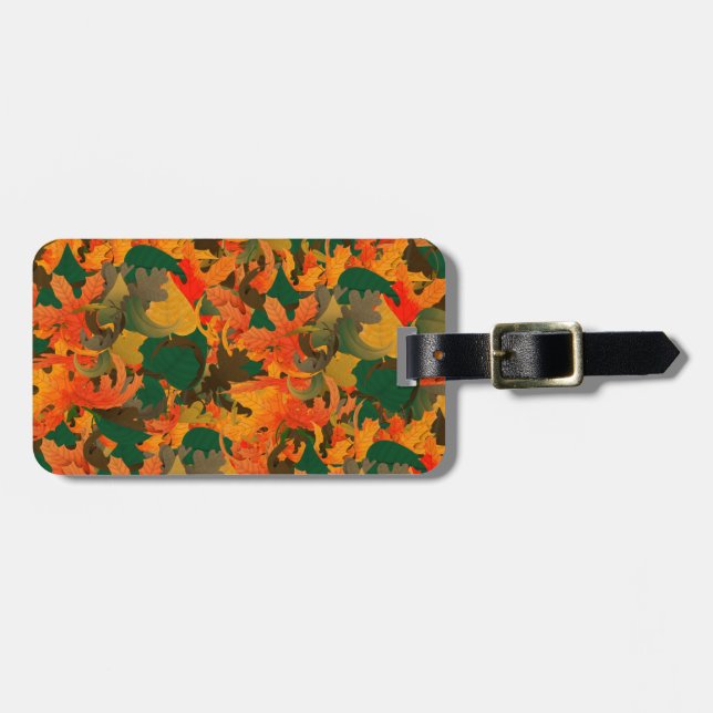 Falling Leaves Pattern for Autumn Luggage Tag (Front Horizontal)