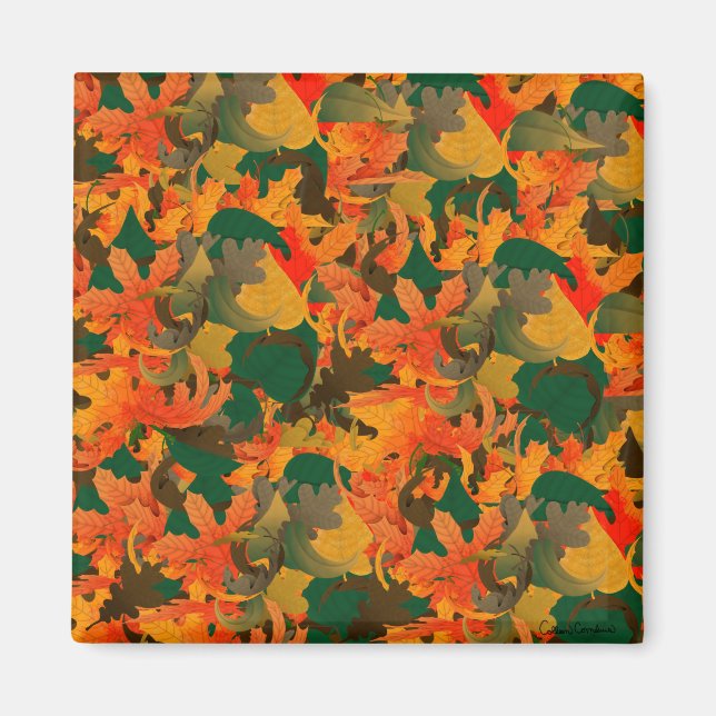 Falling Leaves Pattern for Autumn Magnet (Front)
