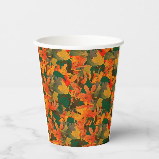 Falling Leaves Pattern for Autumn Paper Cups (Front)