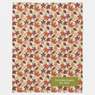 Falling Leaves Personalised Autumn Fleece Blanket