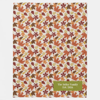 Falling Leaves Personalised Autumn Fleece Blanket