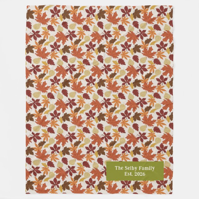 Falling Leaves Personalised Autumn Fleece Blanket (Front)