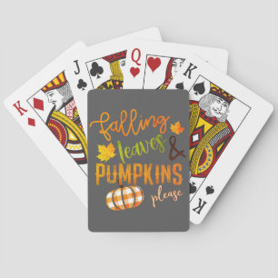 Falling Leaves & Pumpkins Please Thanksgiving Playing Cards