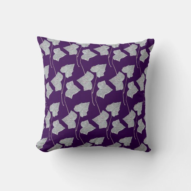 Falling Leaves Purple  Cushion (Front)