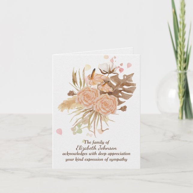 Falling Leaves Sympathy Thank You Card (Front)