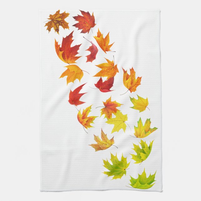 Falling leaves tea towel (Vertical)