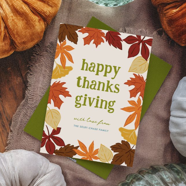 Falling Leaves Thanksgiving Holiday Card (Falling Leaves Thanksgiving Holiday Card)