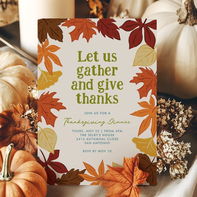 Falling Leaves Thanksgiving Invitation (Falling Leaves Thanksgiving Holiday Invitation Card)