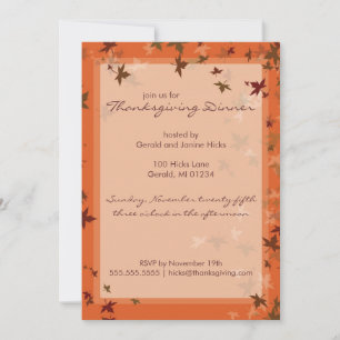 Falling Leaves Thanksgiving Party Invitations