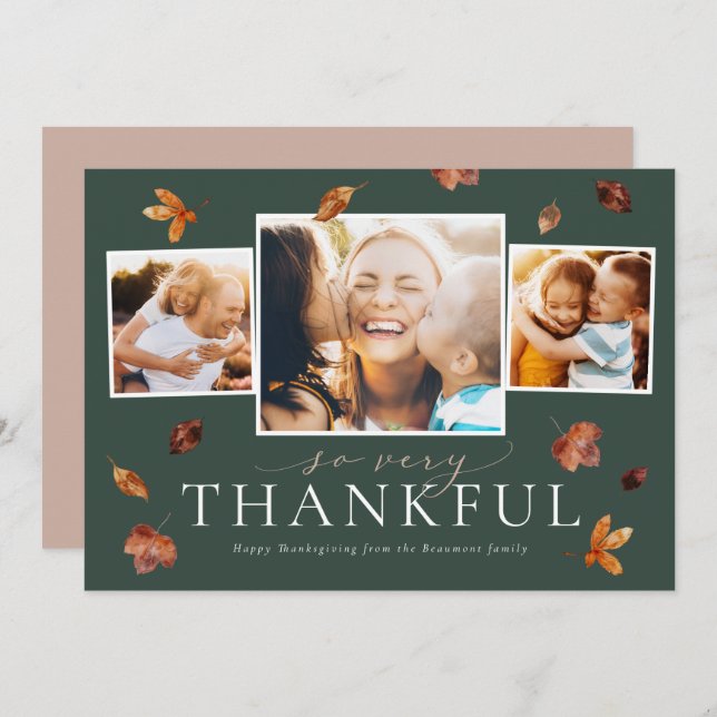 Falling Leaves Thanksgiving Photo Card (Front/Back)