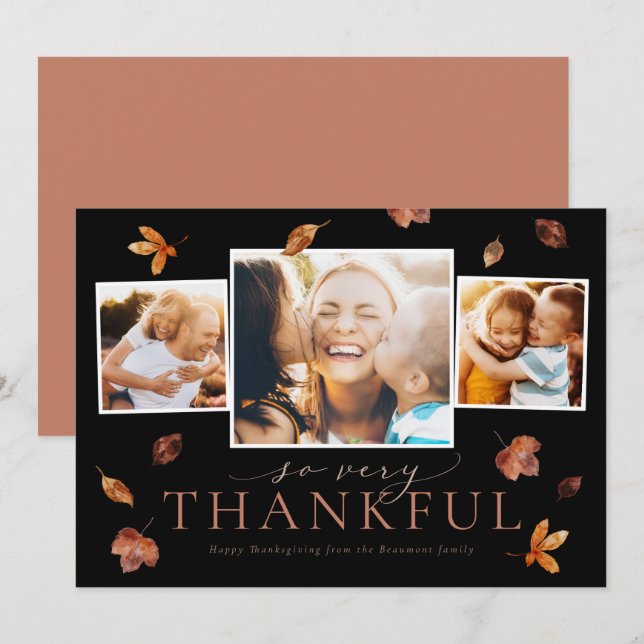 Falling Leaves Thanksgiving Photo Card (Front/Back)
