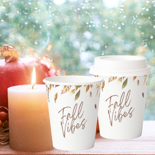 Falling Leaves Watercolor Fall Vibes Paper Cups (Creator Uploaded)