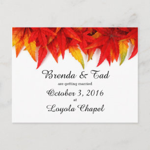 Falling Leaves Wedding Announcement Postcard