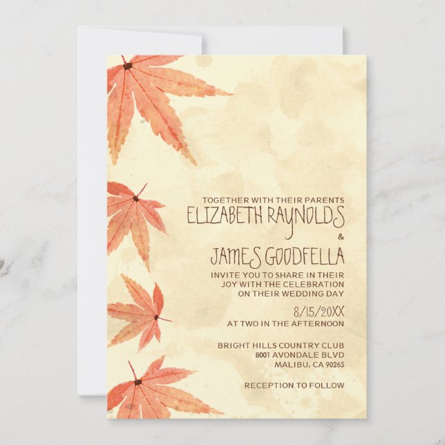 Falling Leaves Wedding Invitations (Front)