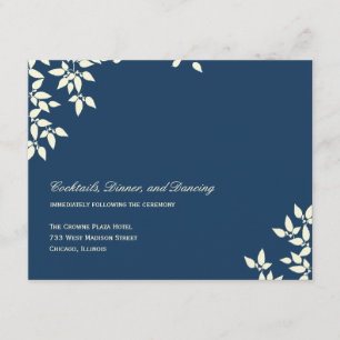 Falling Leaves Wedding Reception Cards (Navy)