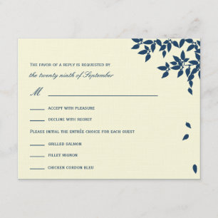 Falling Leaves Wedding RSVP/Response Cards (Navy)