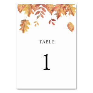 Falling leaves - wedding table number