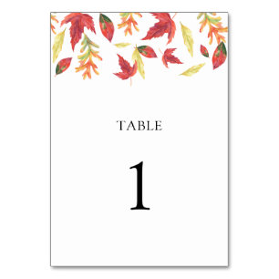 Falling leaves - wedding table number